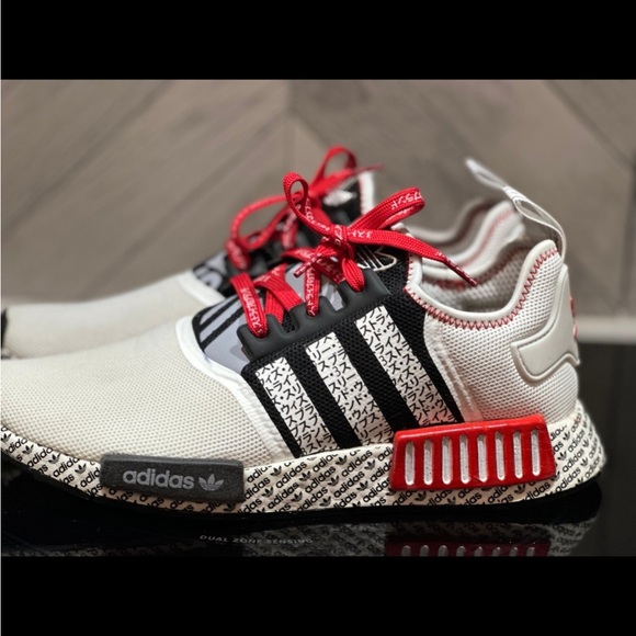 Adidas NMD_R1 “ Print Boost -White Black Red” 9.5 custom - Picture 6 of 8